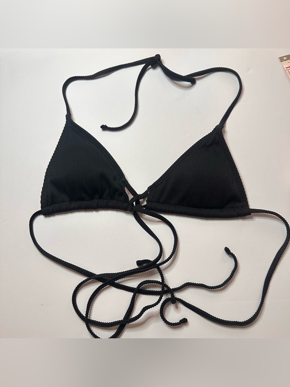 SHEIN padded Triangle bikini Swim Top Women Spaghetti Straps black Size S